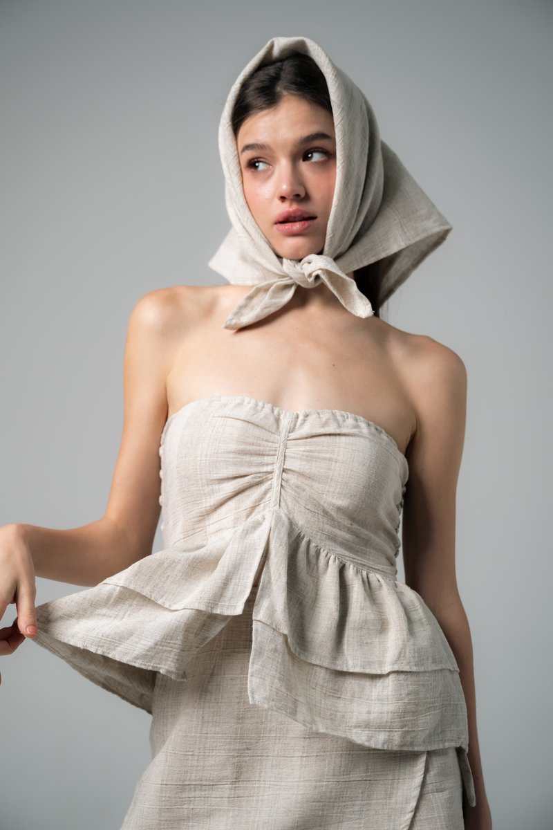 Palit Molly strapless top (Cotton mixed) - 女上衣/長袖上衣 - 棉．麻 