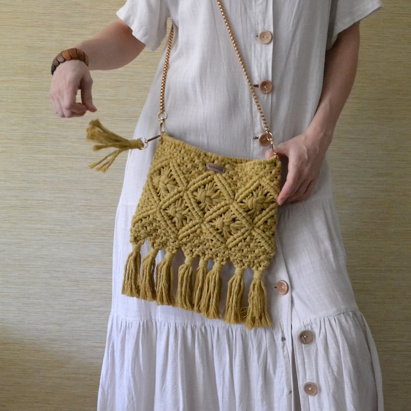 Macrame clutch Macrame wicker shoulder bag Boho bag purse Small bags womens - Clutch Bags - Cotton & Hemp 
