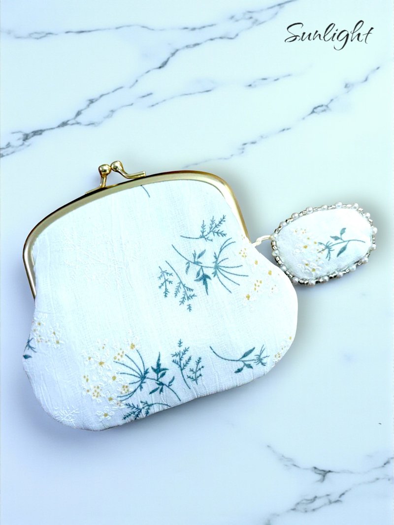 日光小巷手做浪漫歐根紗清新花園子母包錢包收納包口金包 - 錢包/皮夾/長短夾 - 棉．麻 