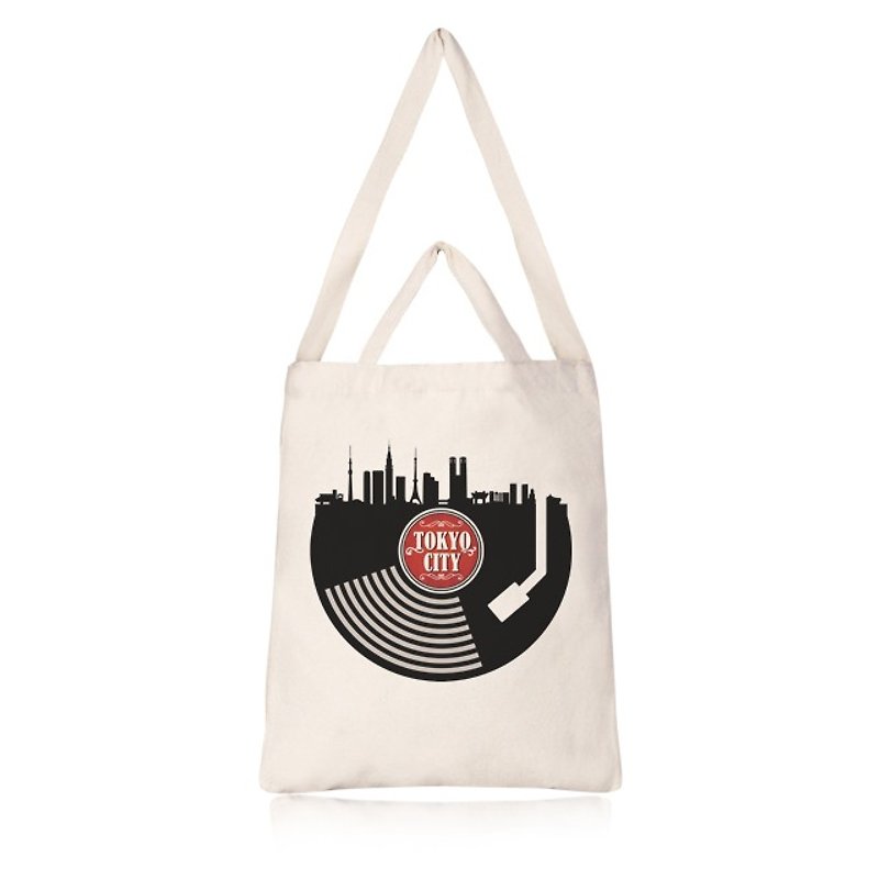 [Customized Gift] Vinyl Tokyo City Style Straight Canvas Bag - กระเป๋าคลัทช์ - ผ้าฝ้าย/ผ้าลินิน 