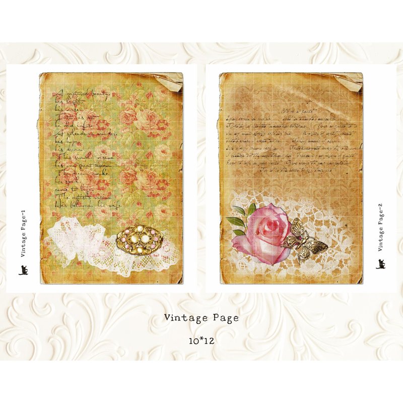 Vintage Page 1 & 2 (blue lion) (suyeon) - 貼紙 - 紙 咖啡色