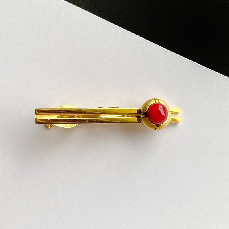 ゴールド 【唐紅 Red】七宝焼のネクタイピン  純銀張七宝 - 領帶/領帶夾 - 其他材質 紅色