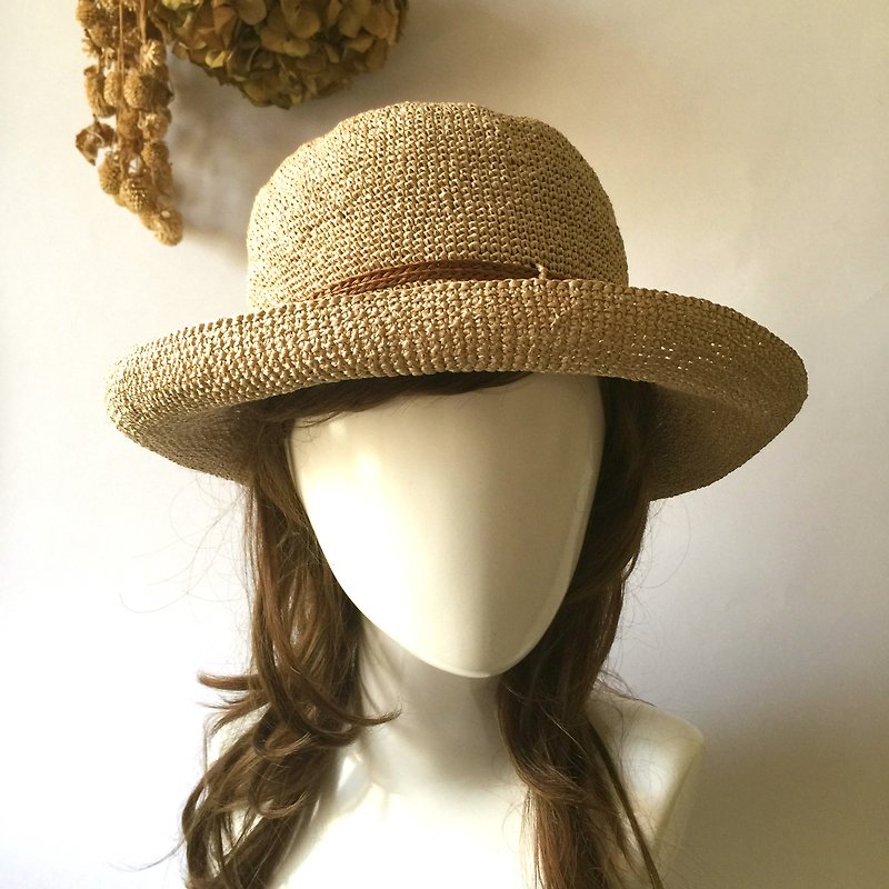 I want is in the summer hand for the weaving shade 㡌 [rice gray] / paper pull Philippine straw hat / straw hat / hand cap〗 〖jump house crazy hand for - หมวก - กระดาษ สีกากี
