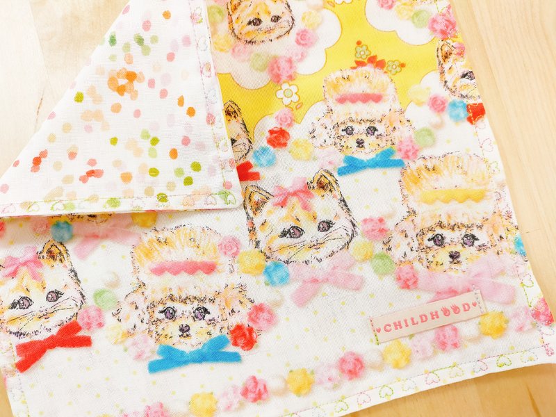 Poodle Dogs and Cats Love Decorated Handkerchief Towel - ผ้าเช็ดหน้า - ผ้าฝ้าย/ผ้าลินิน 