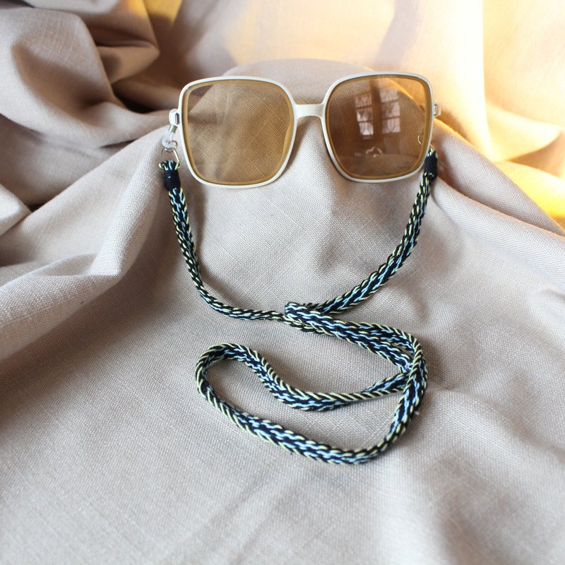 Cotton hand woven glasses strap - river night - สร้อยคอทรง Collar - ผ้าฝ้าย/ผ้าลินิน สีดำ