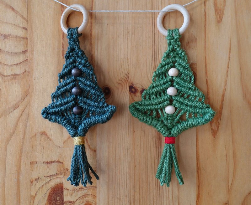 Knitting Christmas Tree-Ornaments (2pcs) - Charms - Cotton & Hemp Green