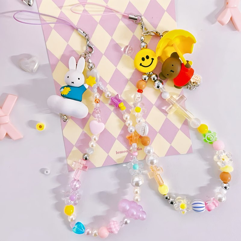 Miffy & Boris handmade phone strap - เชือก/สายคล้อง - พลาสติก หลากหลายสี