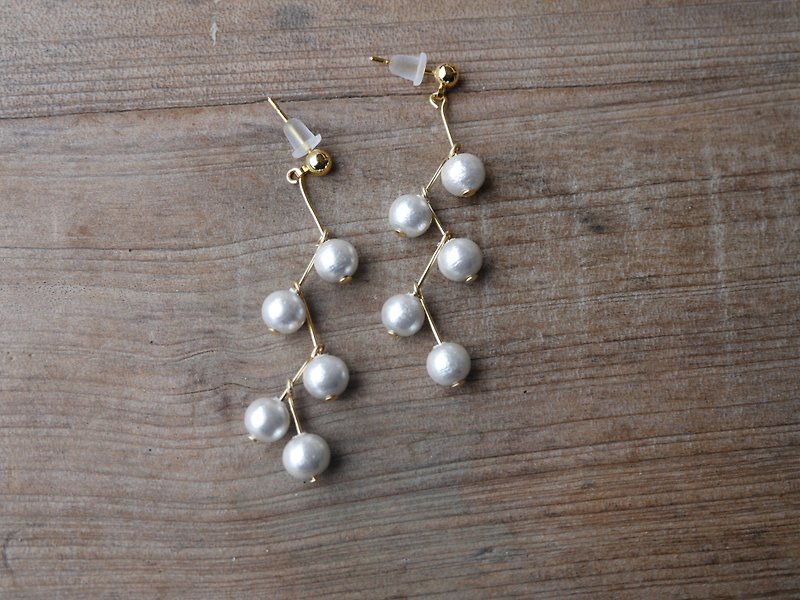 Star cotton pearl earrings │ cotton pearl can change the clip birthday gift petty bourgeoisie - ต่างหู - โลหะ ขาว