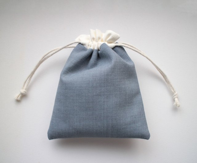 Embroidered Drawstring Bag, Linen Drawstring Bag, Hand Small Pouch
