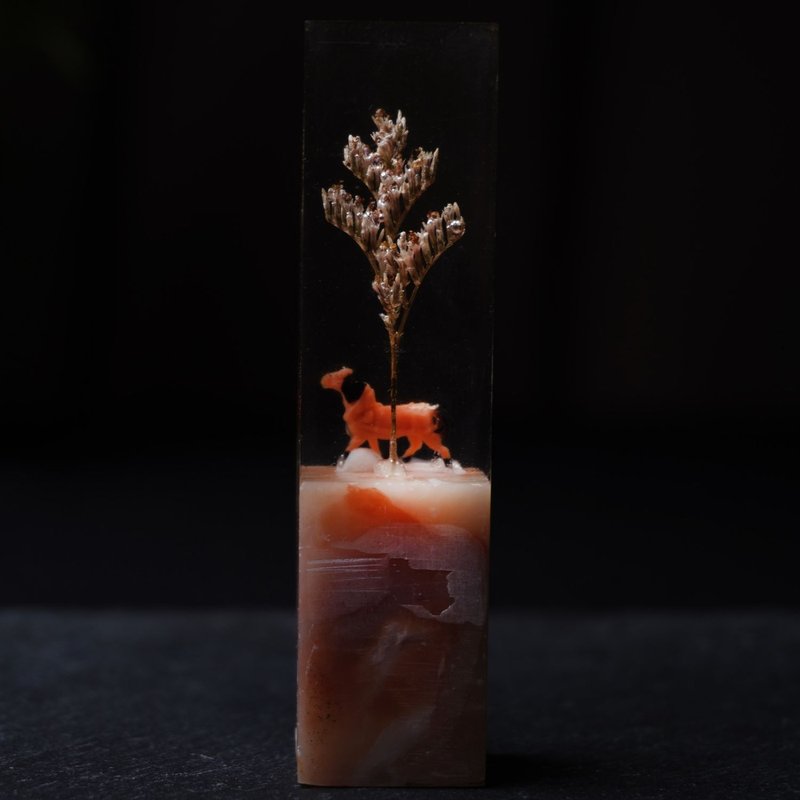 客製化手工印章-|麥草下的馬樹酯印章1.7 x 1.7 CM|篆刻印章 - 印章/印台 - 石頭 