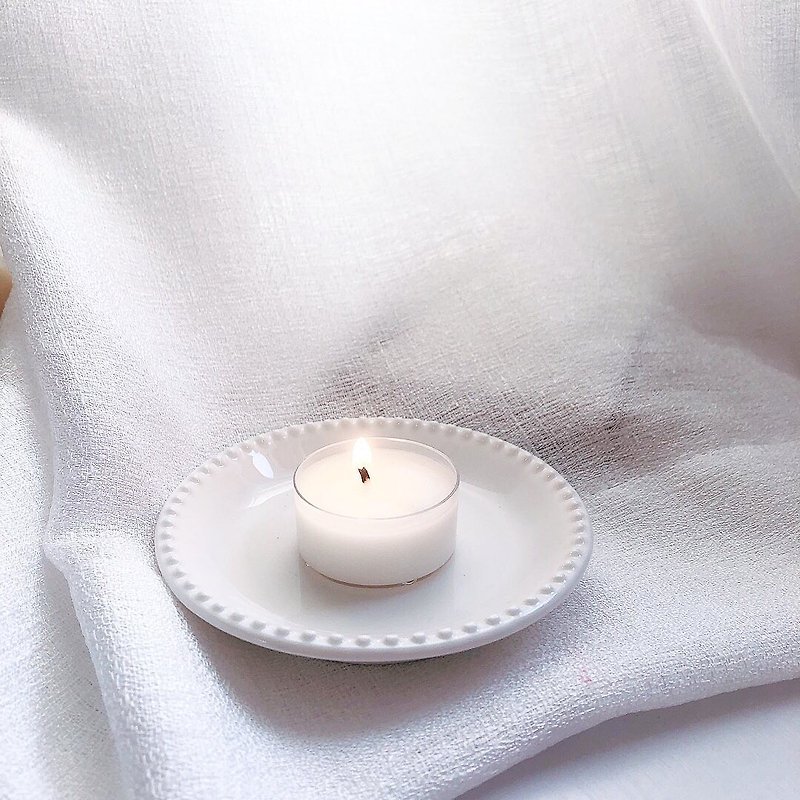 【Add-on purchase】Candle tray | Simple style candle tray - Fragrances - Pottery White