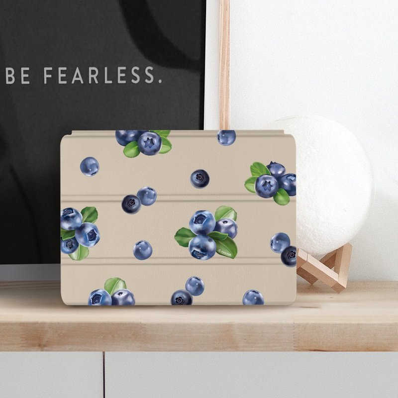 iPad case 12.9/Air5/iPad 8/mini 5 微醺小藍莓 皮革平板保護套 - 平板/電腦保護殼/保護貼 - 其他材質 卡其色