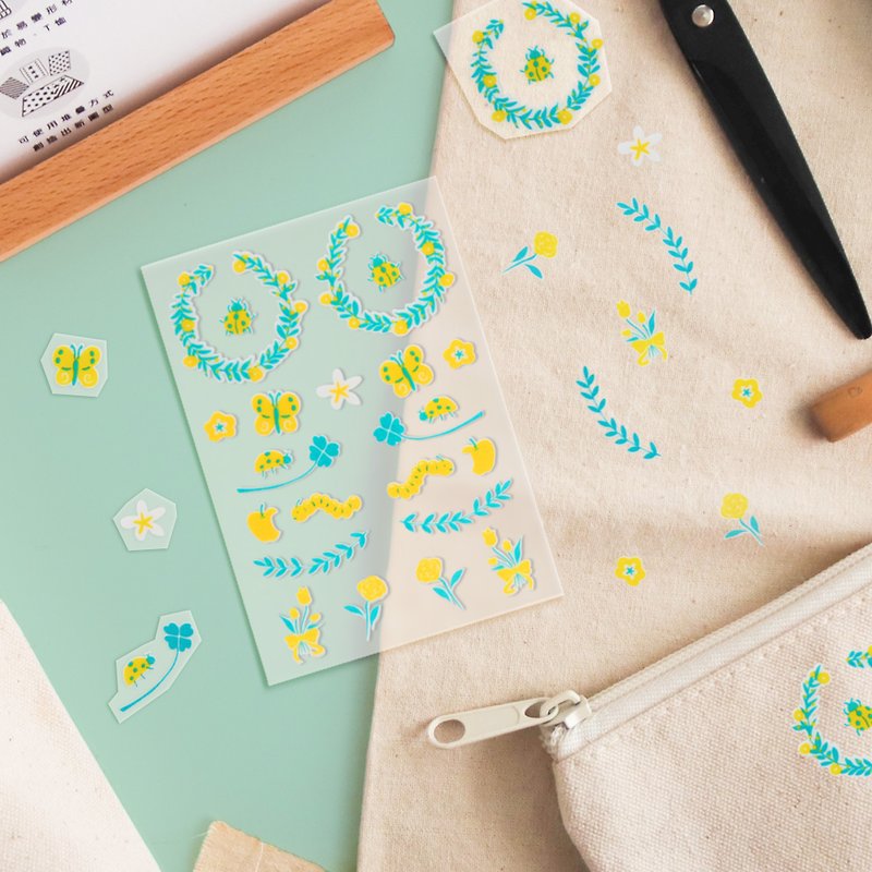 | Handmade DIY | Transfer stickers for irodo non-ironing cloth - small garden x lime green - Stickers - Plastic Yellow
