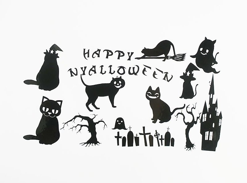Cat-Chan Halloween Sticker / Seal Black - สติกเกอร์ - กระดาษ สีดำ