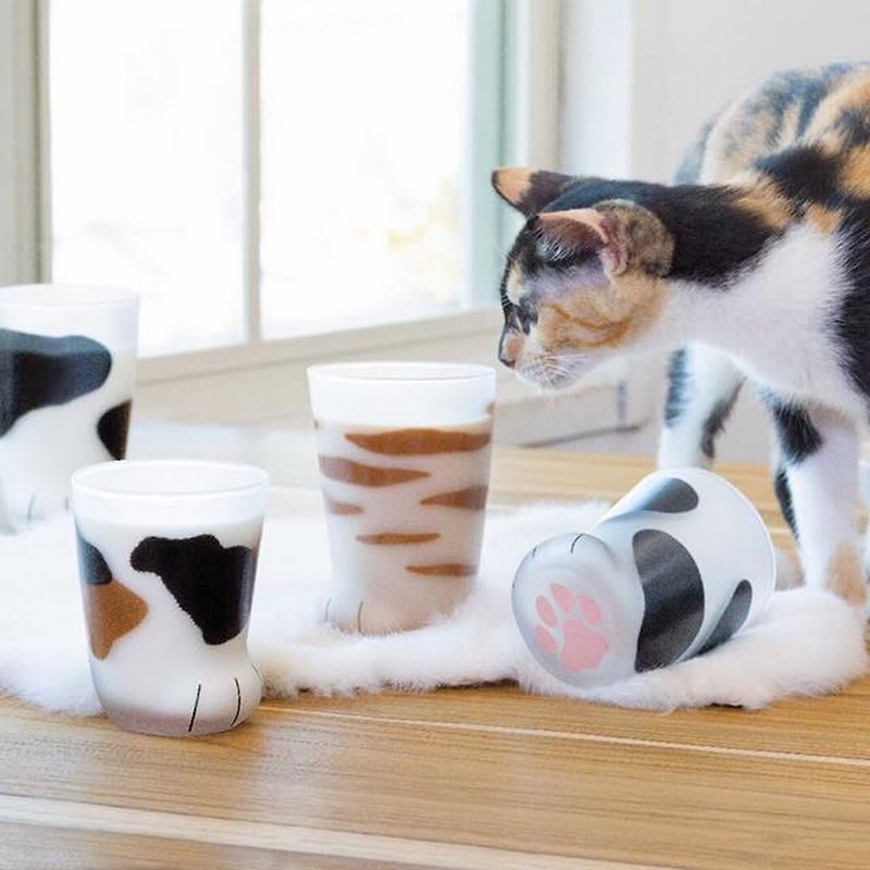 แก้ว แก้ว หลากหลายสี - [First choice for gifts] Japan ADERIA cute cat paw meat ball glass 300ml / 3 types in total