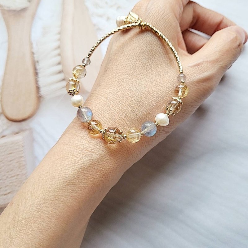 Lucky/Noble~Pearl Labradorite Titanium Crystal Bracelet - สร้อยข้อมือ - คริสตัล 