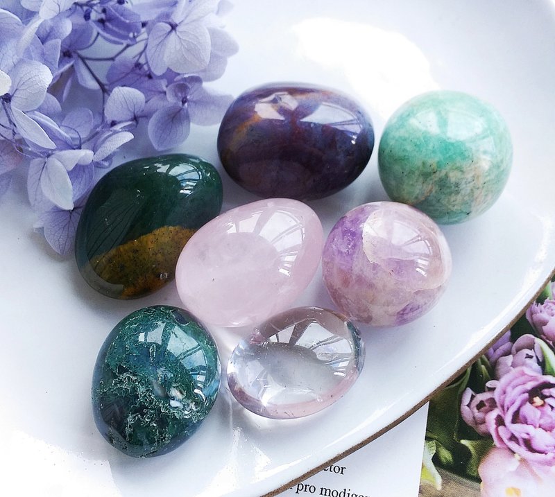 天然滾石組合 打磨件 消磁滾石 口袋能量石 天然礦石 原礦 - 擺飾/家飾品 - 其他材質 