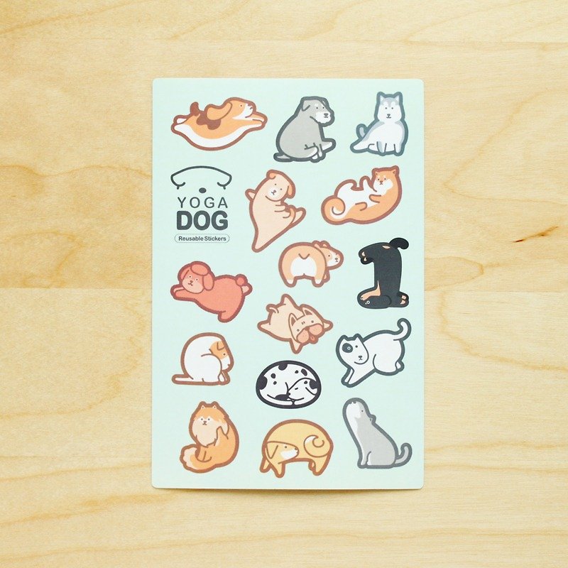 YOGA DOG Reusable Stickers - シール - 紙 多色