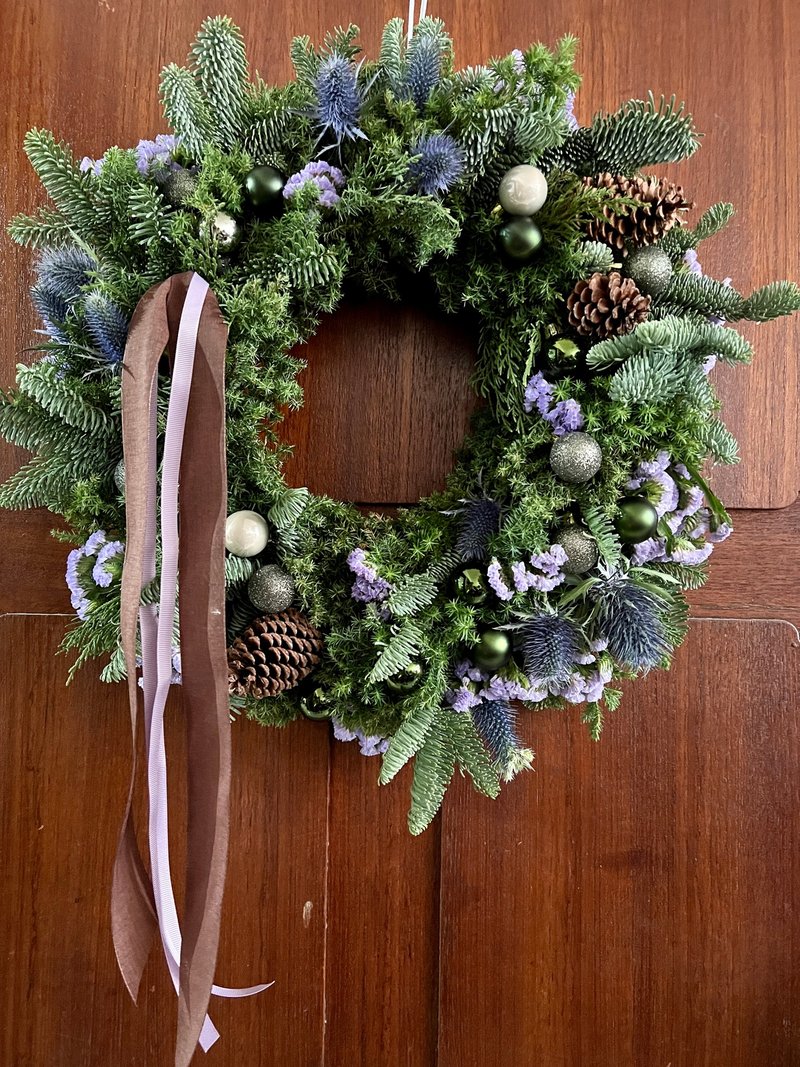 Mystical Purple Purple Thistle Christmas Wreath-35cm - Dried Flowers & Bouquets - Plants & Flowers Purple