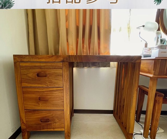 Jidi City Teak Furniture Log Three Pumping Desk Snjde002a Work Table Wooden Drawer Jatiliving Dining Tables Desks I Table Wooden Drawer, Teak Wood Computer Desk