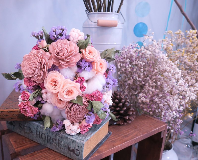 One Flower American Style Vintage Naked Powder Everlasting Dry Flower Bouquet - Plants - Plants & Flowers Pink