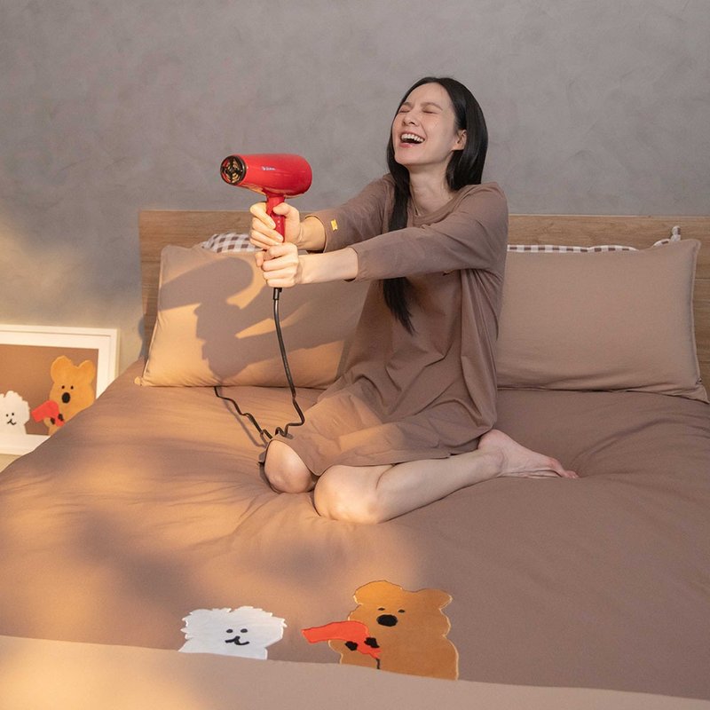 DINOTAENG  吹眠曲 被套組-可可棕 - 寢具/床包 - 棉．麻 咖啡色