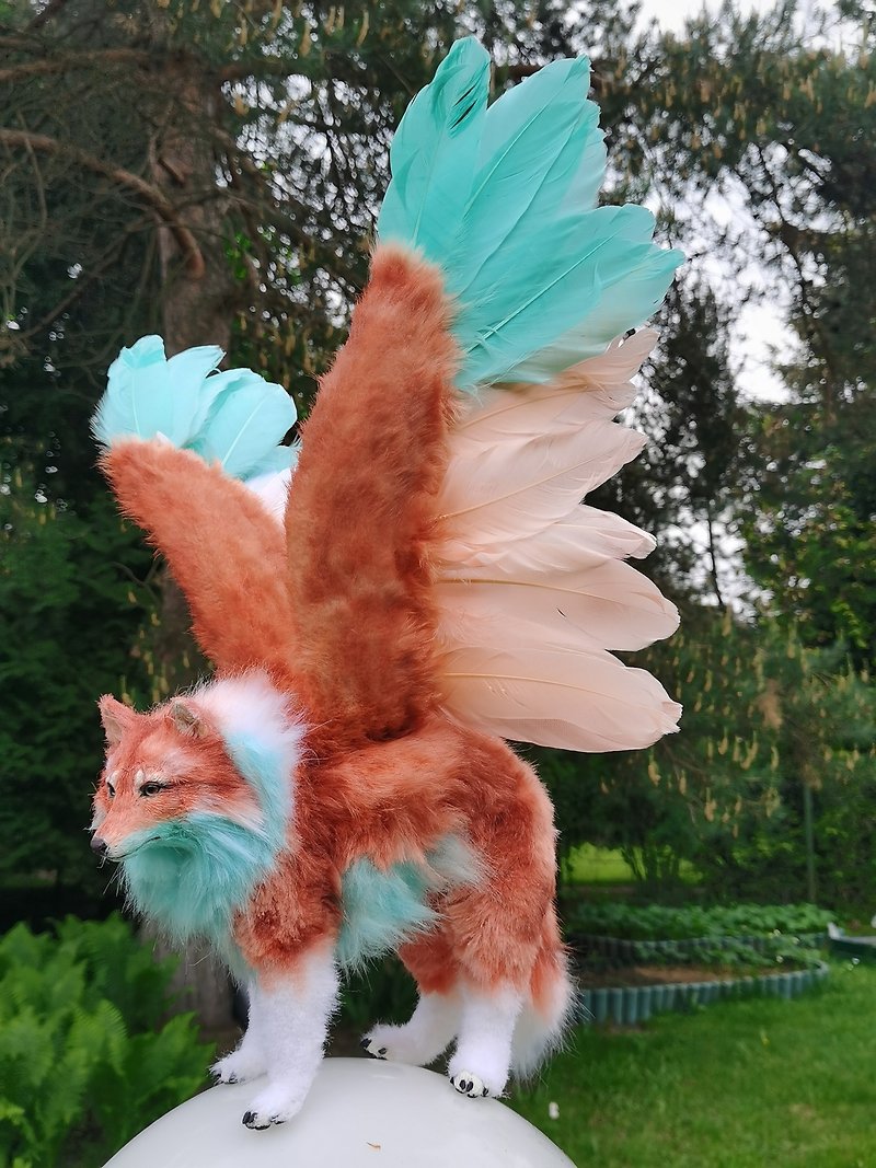 Wings wolf animal artdoll stuffed poseable - Stuffed Dolls & Figurines - Other Man-Made Fibers Orange