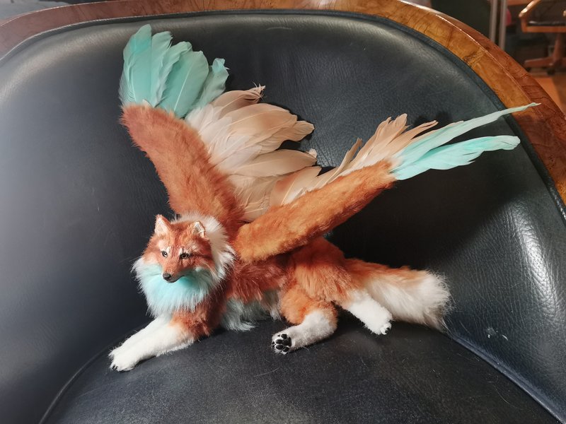 Wings wolf animal artdoll stuffed poseable - Stuffed Dolls & Figurines - Other Man-Made Fibers Orange