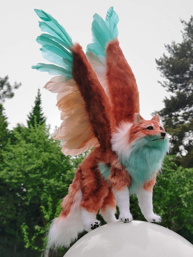 Wings wolf animal artdoll stuffed poseable - 公仔/玩偶 - 其他人造纖維 橘色