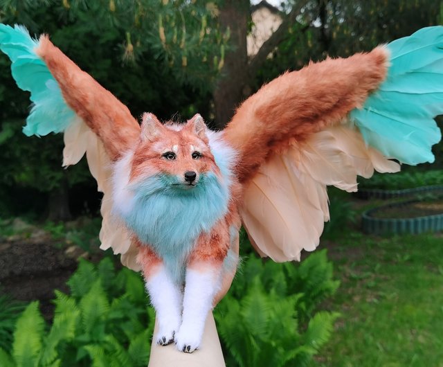 Wings wolf animal artdoll stuffed poseable Shop JFoxMountain Stuffed Dolls Figurines Pinkoi