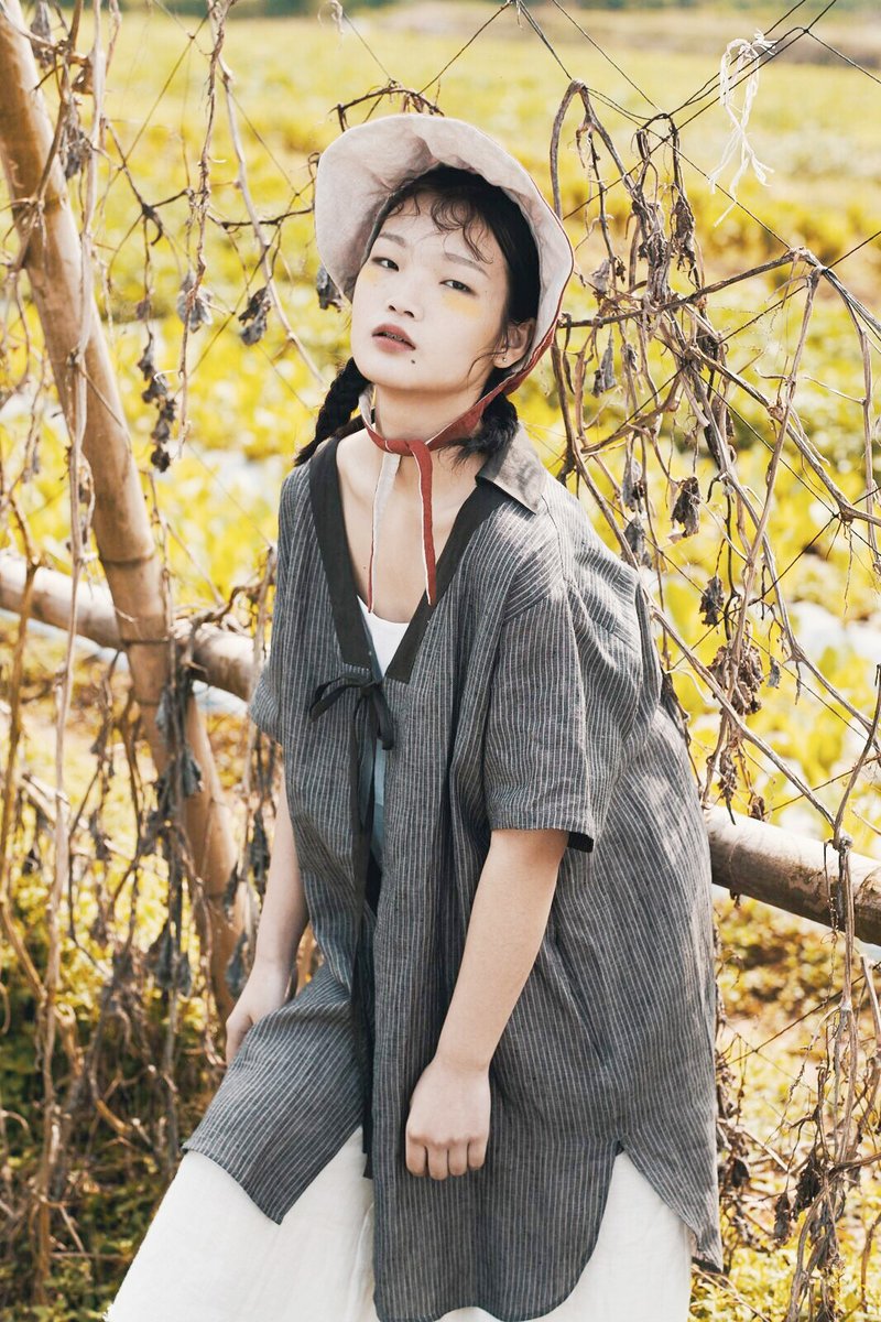 織布云麻麻X亞麻透氣短外套薄款女上衣休閒寬松小清新女款外套 - 女上衣/長袖上衣 - 亞麻 卡其色