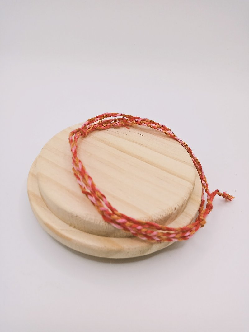 粉紅繽紛棉繩編織手繩 棉飾品 可調節 - 手鍊/手環 - 棉．麻 