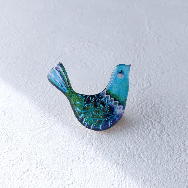 Bird brooch - เข็มกลัด - เรซิน สีน้ำเงิน