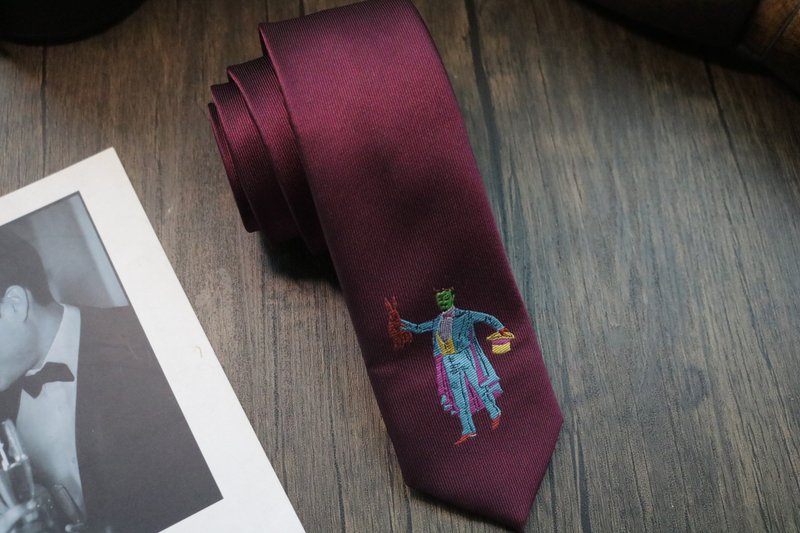 紫紅色真絲刺繡領帶禮盒裝窄版紳士領帶 - 領帶/領帶夾 - 絲．絹 紫色