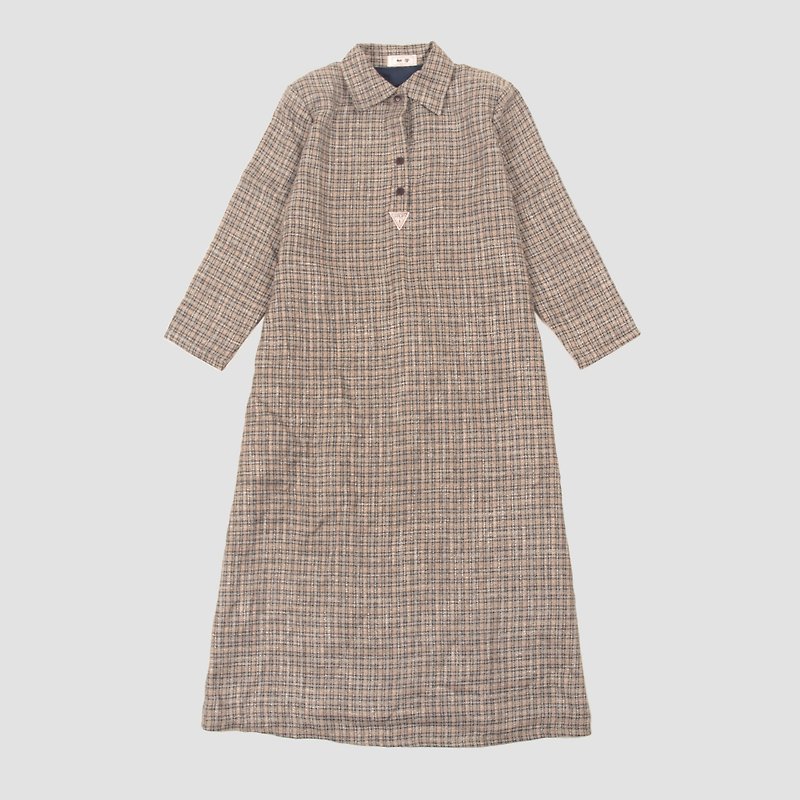 │moderato│ college style pattern bandage dress vintage retro │ Forest. England. Art oldschool - ชุดเดรส - เส้นใยสังเคราะห์ สีนำ้ตาล
