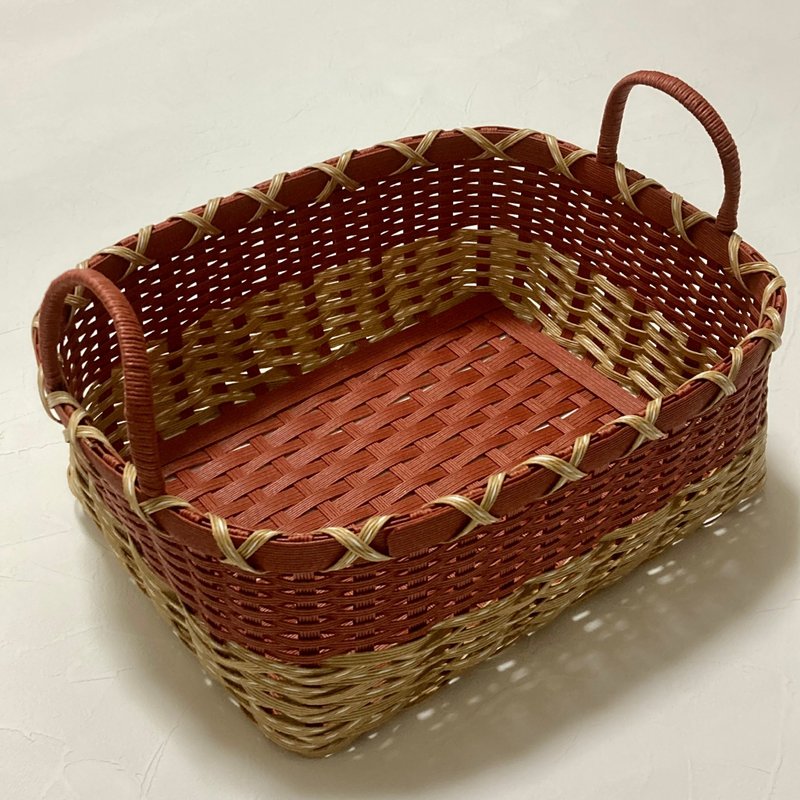 ラズベリーとベージュのクラフトバンド製パンケース - 居家收納/收納盒/儲物盒 - 紙 多色