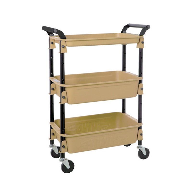 【Trusco】Three-layer work trolley-sand color (only shipped to Taiwan) - Shelves & Baskets - Other Metals Khaki