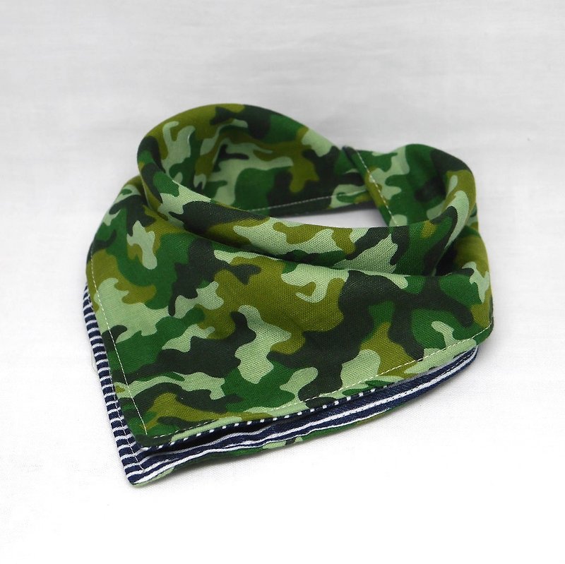 Japanese Handmade 6-layer-gauze Baby Bib - ผ้ากันเปื้อน - ผ้าฝ้าย/ผ้าลินิน สีเขียว