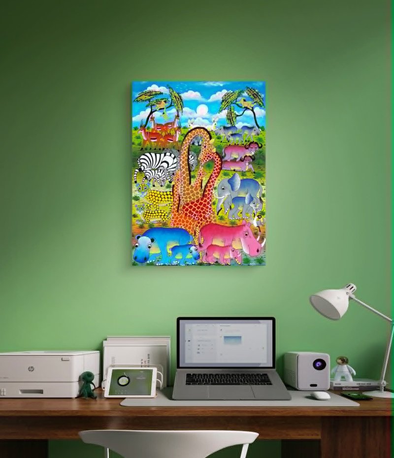 【V143 草原的心跳】坦尚尼亞手繪無框畫,掛畫 - 海報/掛畫/掛布 - 其他材質 