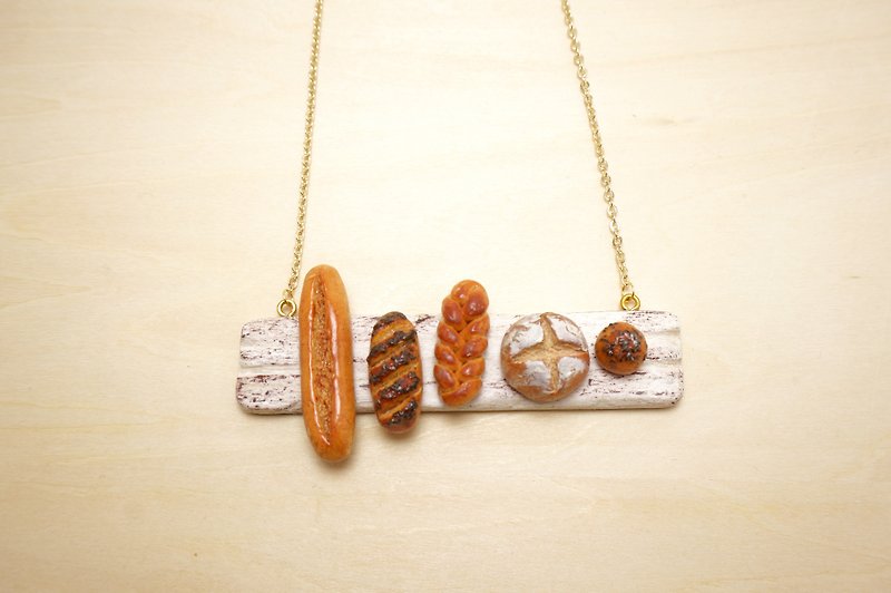 ｜PANE｜ Polymer Clay 16k Gold-Plated Brass Necklace - Necklaces - Clay Brown