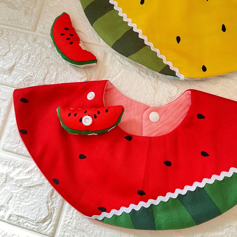 Three-dimensional small watermelon bib | 360-degree two-color watermelon bib | Miyue Gift Box - Bibs - Cotton & Hemp 