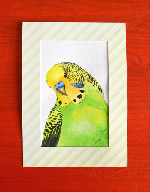 原画「紫陽花散歩」～ヨウム☆鳥☆インコ☆小鳥～ - mountain