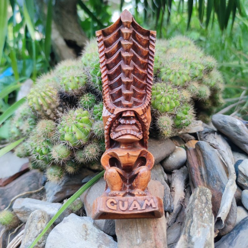 Vintage Pacific handcraft Lono Tiki God Peace Prosperity - ของวางตกแต่ง - เรซิน สีนำ้ตาล