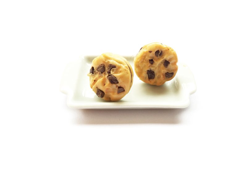 cookie earrings - 耳環/耳夾/耳骨夾 - 黏土 橘色