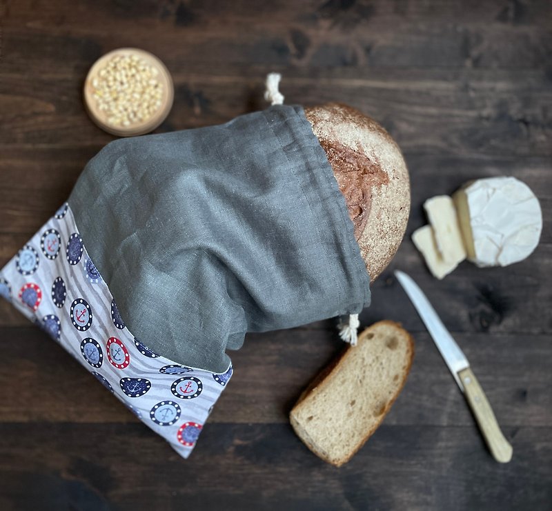 Linen Reusable Drawstring Sourdough Bread Bag, Cottage Style, Gift for Mom - 調味罐/醬料罐 - 亞麻 
