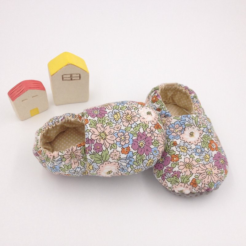Small line flower - toddler shoes / baby shoes / baby shoes - Baby Shoes - Cotton & Hemp Multicolor