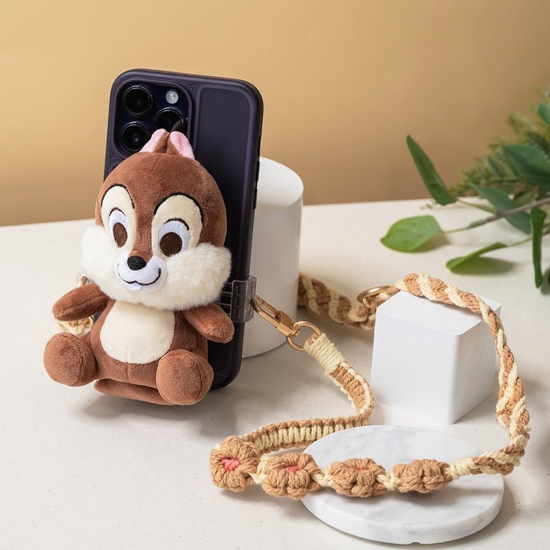 (Must-have for travel) Disney Qiqi Plush Doll Cell Phone Back Holder + Environmentally Friendly Bag (Must-have for Travel) - อุปกรณ์เสริมอื่น ๆ - วัสดุอื่นๆ สีนำ้ตาล