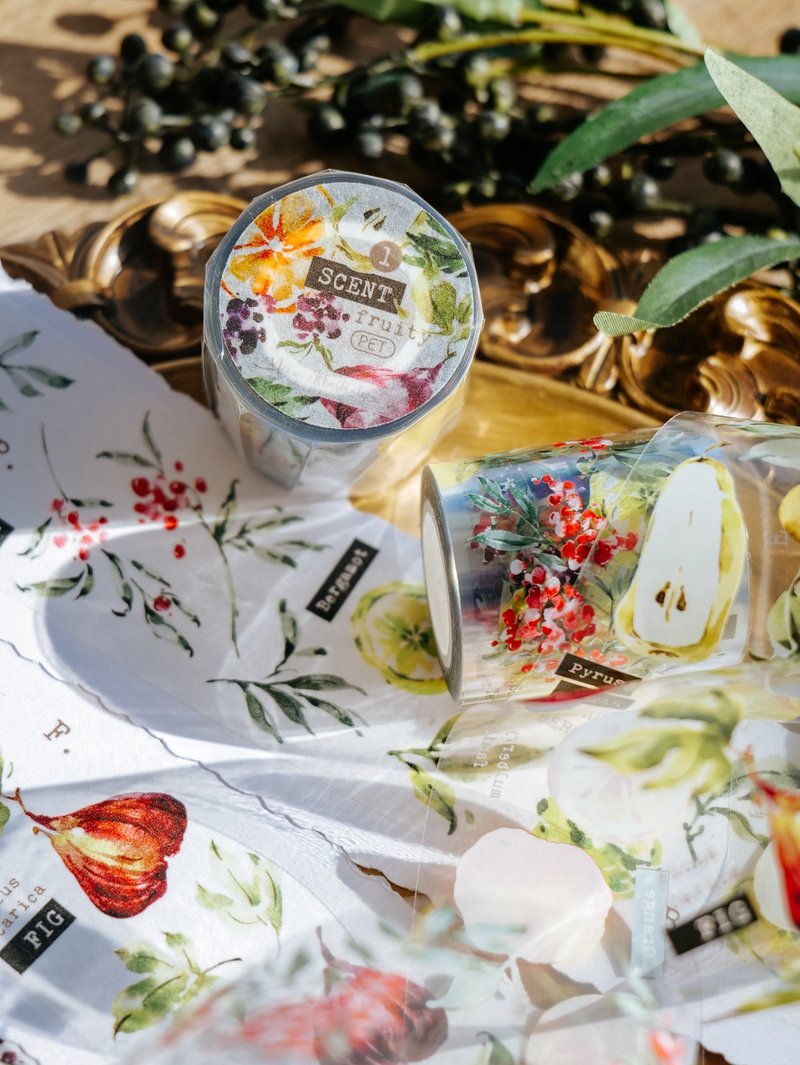 香氣研究所.果 亮面PET膠帶(特油加白墨含離型紙) - 紙膠帶/和紙/PET - 其他材質 