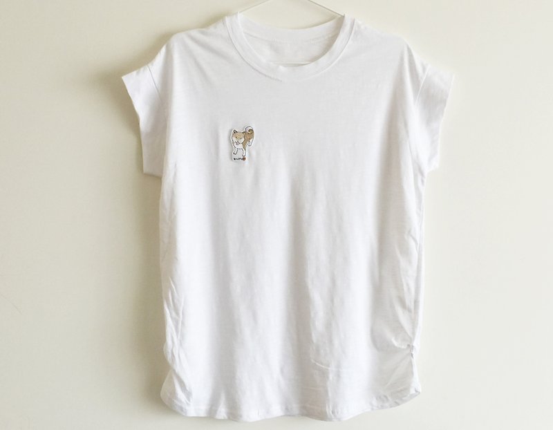 Shiba Inu T-Shirt in Slub Yarn - Women's T-Shirts - Cotton & Hemp White