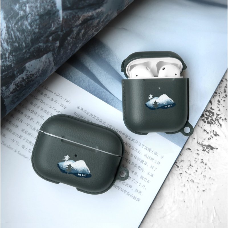 AirPods Pro 冬日雪山 客製英文名 保護套 TPU收納盒 附掛勾 - AirPods/耳機保護套 - 塑膠 紅色